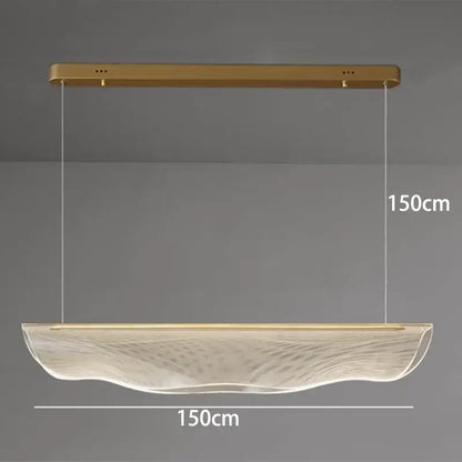 Decorbites led pendant light with 150cm gold metal frame and translucent glass shade for modern living room lighting