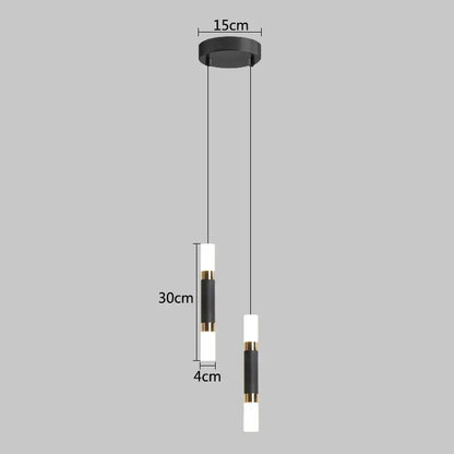 Modern black and white cylindrical decorbites led pendant light with gold accents for dining and living room decor
