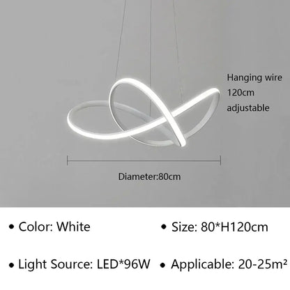 Decorbites led pendant light with sleek white interlocking circular rings for modern living and dining decor