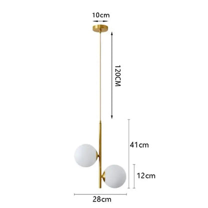 DecorBites led pendant light with gold-toned metal and frosted glass spheres modern nordic design pendant light
