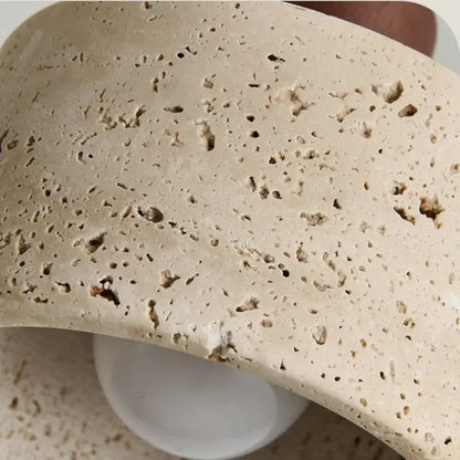 Beige porous stone bowl with textured speckled surface and natural imperfections for decorbites led pendant light