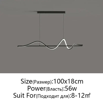 Modern black and white decorbites led pendant light with sleek wave-like design for home restaurant office use