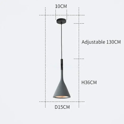 Modern gray conical pendant light with matte finish and adjustable length from decorbites led pendant light collection