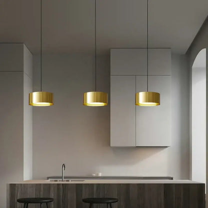 Three sleek gold cylindrical decorbites led pendant lights 6w for living room bedroom kitchen bar decoration lamps