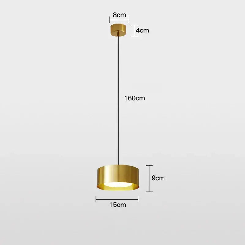 A modern gold-finished decorbites led pendant light with a cylindrical shape and illuminated base for versatile decor