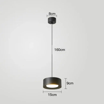 Black cylindrical decorbites led pendant light with sleek modern design 160cm hanging length for living room bar