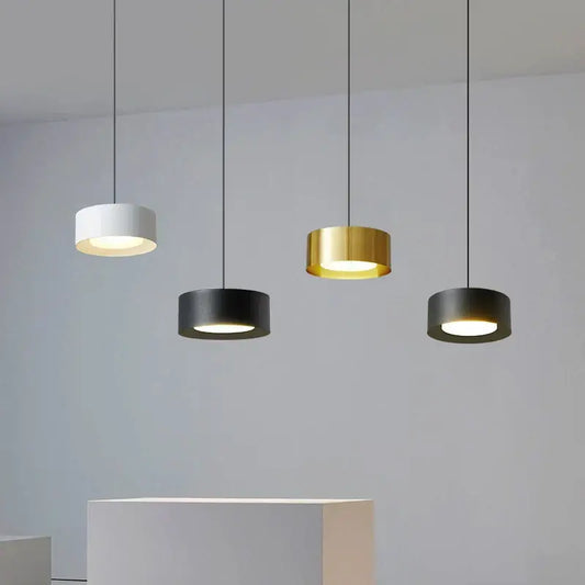 Modern cylindrical decorbites led pendant lights in white black and gold finishes for living room kitchen bar decoration