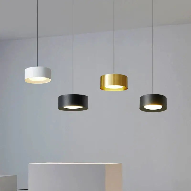 Modern cylindrical decorbites led pendant lights in white black and gold finishes for living room kitchen bar decoration