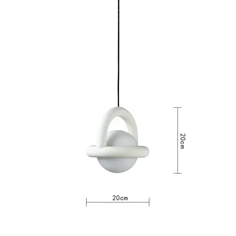 White matte acrylic and metal decorbites led pendant lights with minimalist planetary design for dining room lighting