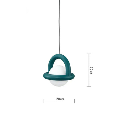 Teal decorbites led pendant lights feature a sleek metal wire frame and acrylic ball bulb for dining room use