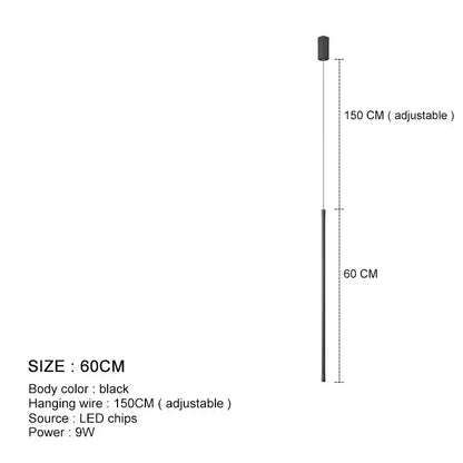 Black minimalist DecorBites led pendant light with adjustable wire and LED chip source for dining room and bedroom decor