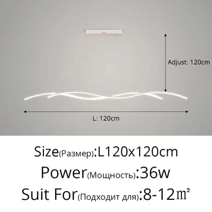 Modern white decorbites led pendant lights with sleek wavy design and adjustable length for living and dining rooms