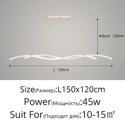Modern white decorbites led pendant lights with sleek wave design and adjustable length for dining and living spaces