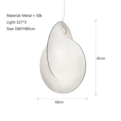 Elegant white silk and metal decorbites led pendant lights with modern overlapping teardrop design for living spaces