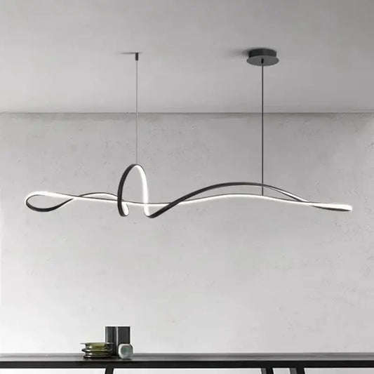 Modern black and white decorbites led pendant lights with sleek flowing curves for living and dining room lighting