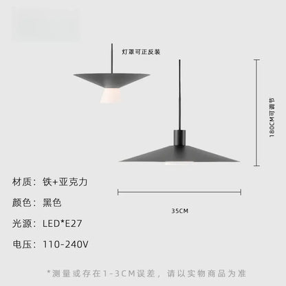 Black matte decorbites led pendant light with sleek iron and acrylic conical shade for modern interior decor