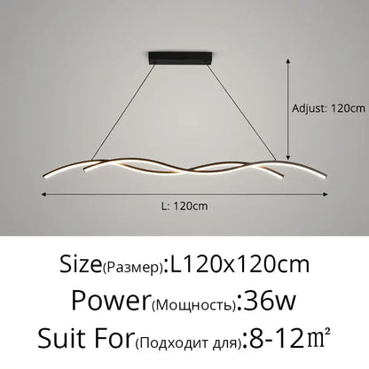 Modern black decorbites led pendant lights with sleek wave-like led design and adjustable length for indoor lighting