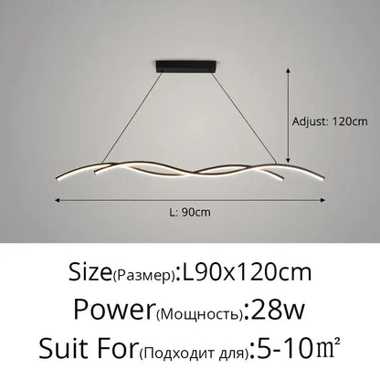 Modern black and gold decorbites led pendant lights with sleek wavy design for minimalist home lighting decor