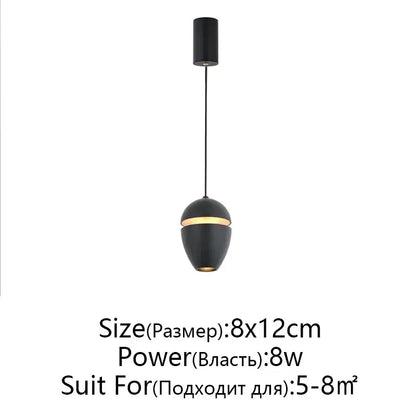 Black decorbites led pendant lights with teardrop shade and gold bands for modern bedside and bar lighting
