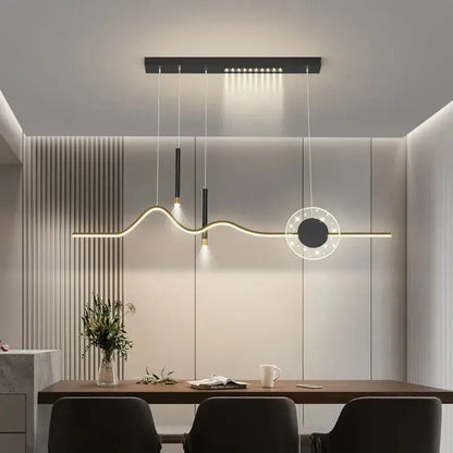 Modern minimalist decorbites led pendant lights with black rectangular fixture gold accents and warm white led pendant lights