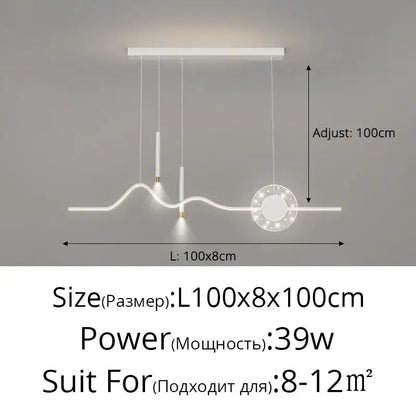Modern white decorbites led pendant lights with sleek wave-like design and circular accent for dining kitchen island decor