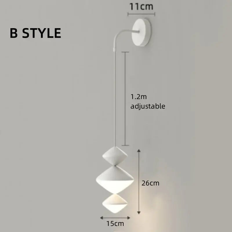 White b style adjustable wall sconce with two stacked geometric shades in decorbites led pendant lights for indoor use