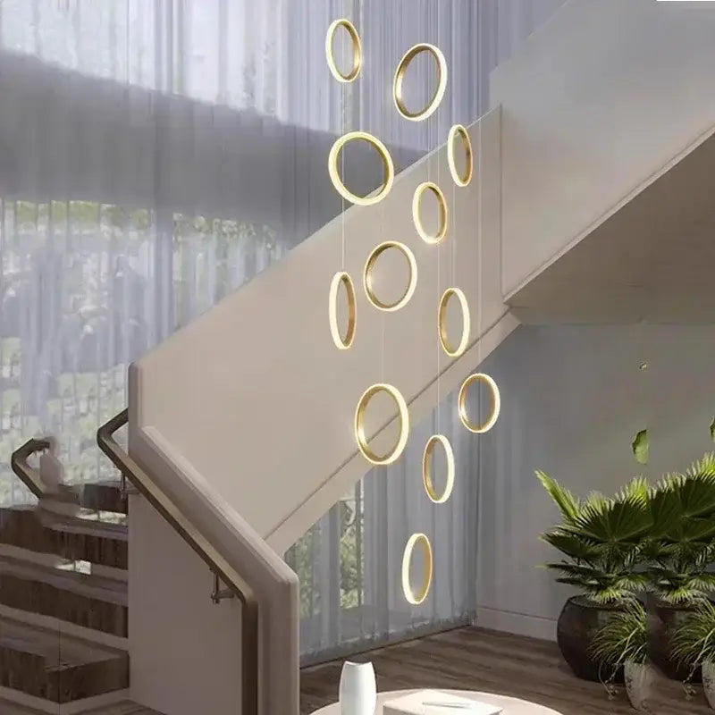 DecorBites™ led pendant lights gold circular minimalist hanging chandelier for living and dining room interior