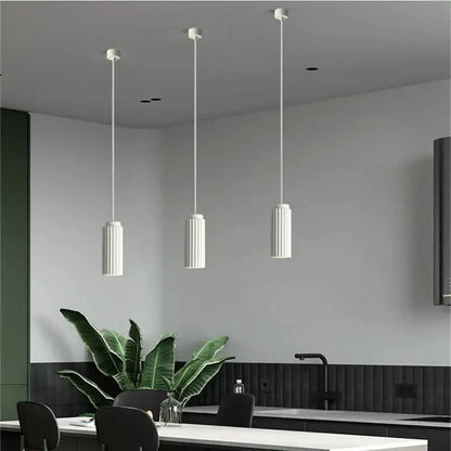 Decorbites™ led pendant lights feature three modern white vertical fluted pendant lights for bedroom and kitchen use