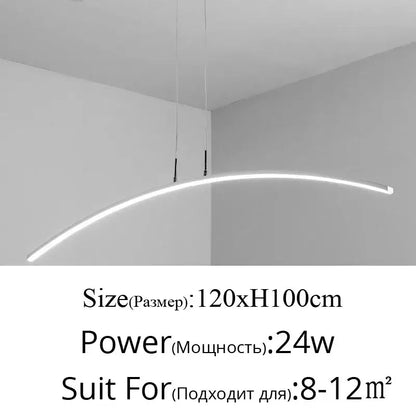 Modern minimalist DecorBites LED pendant light with sleek curved design and bright white illumination for kitchen and living room