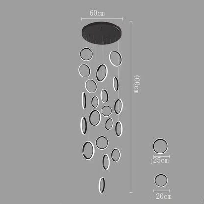 Decorbites led pendant lights featuring modern black circular rings suspended from a central ceiling mount perfect for living rooms