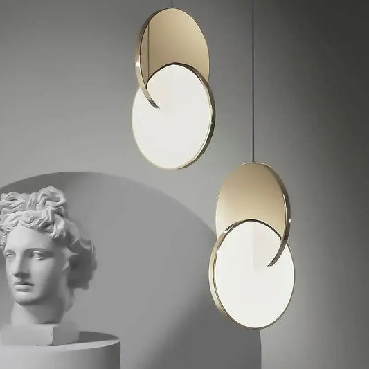 Modern gold-toned circular decorbites led pendant light with sleek minimalist design for home decoration