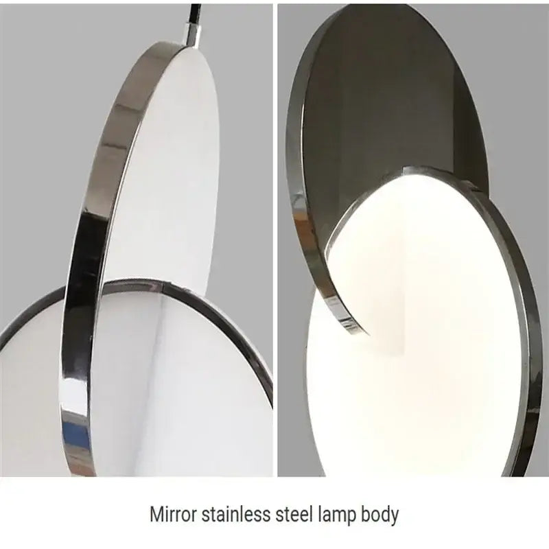 Modern decorbites led pendant light with sleek mirror stainless steel frame and frosted glass shades for home decoration