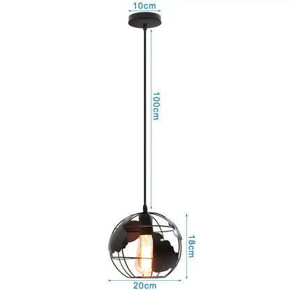 Black wrought iron globe pendant light with vintage edison bulb decorbites led pendant industrial fixture