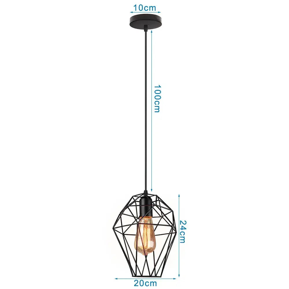 Black geometric wire decorbites led pendant light with exposed Edison bulb vintage industrial ceiling fixture E27