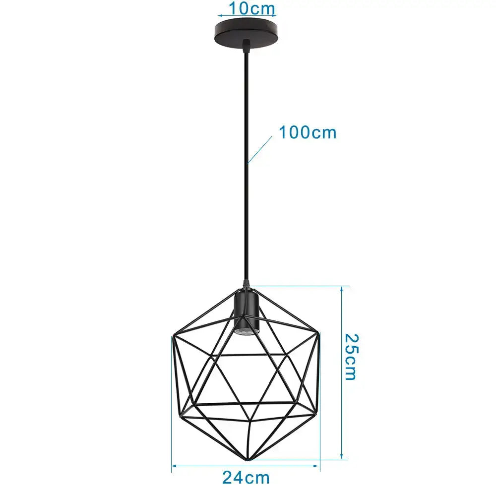 Black geometric decorbites led pendant light with wireframe design and matte finish for industrial ceiling use