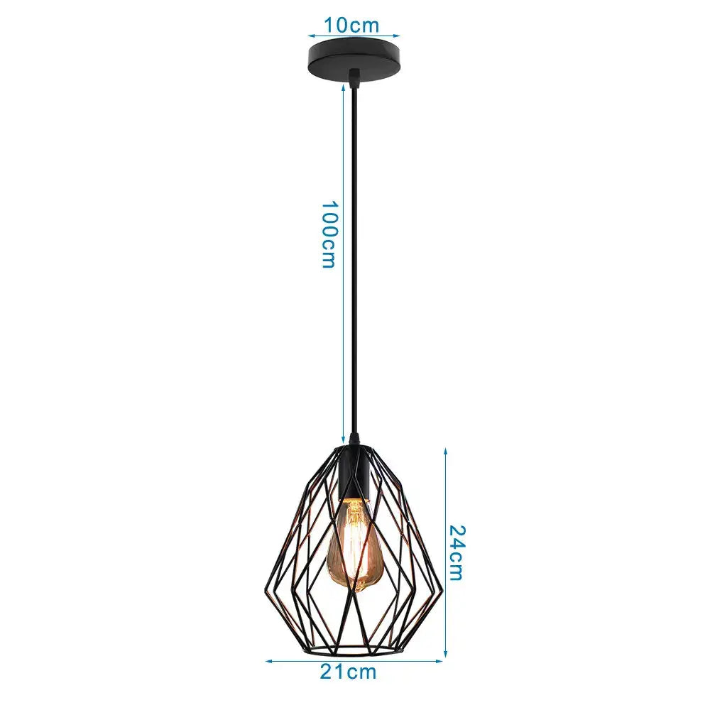 Black metal geometric pendant light with vintage Edison bulb from DecorBites LED pendant lights for industrial decor