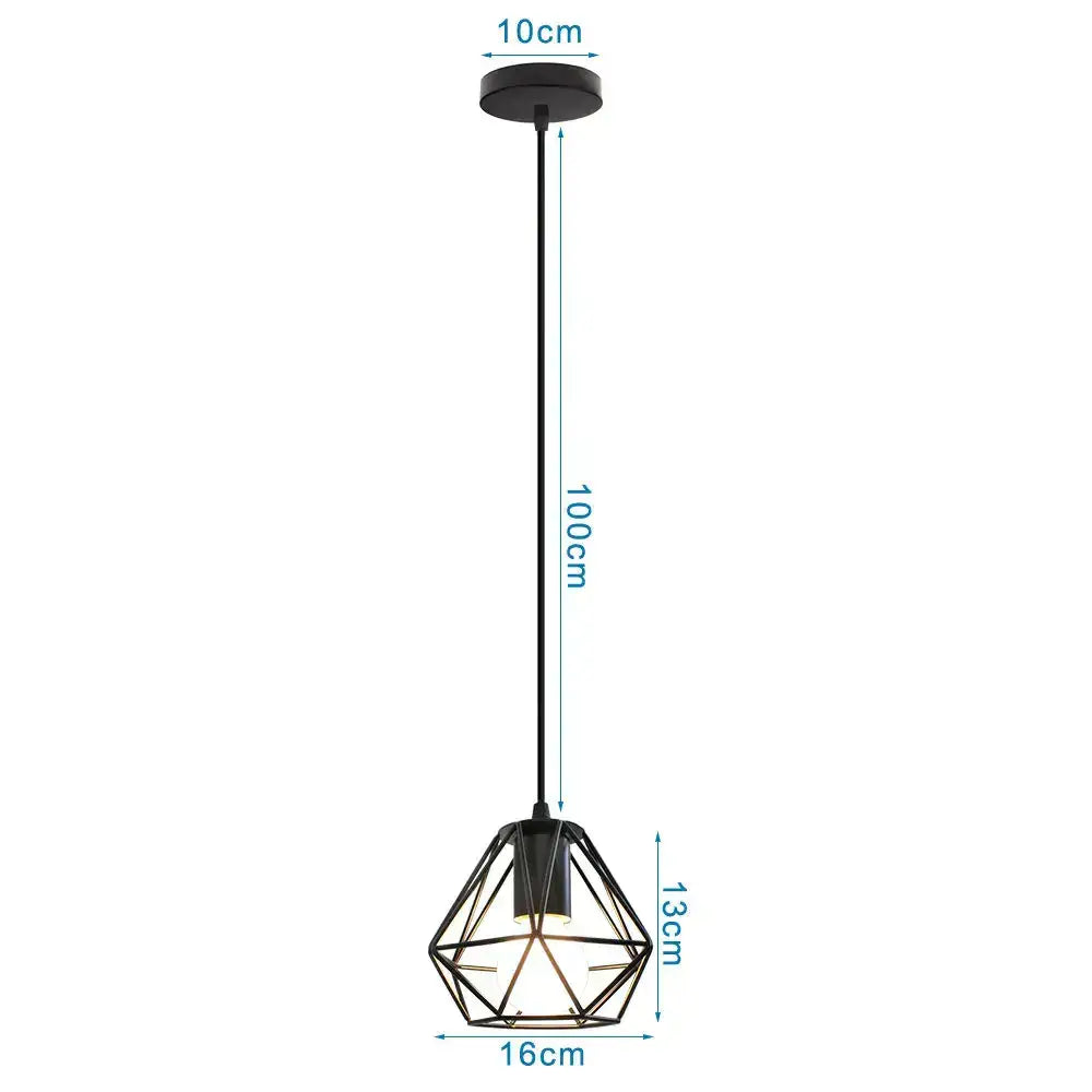 Black geometric pendant light with cage metal frame and exposed bulb in decorbites led pendant vintage ceiling fixture