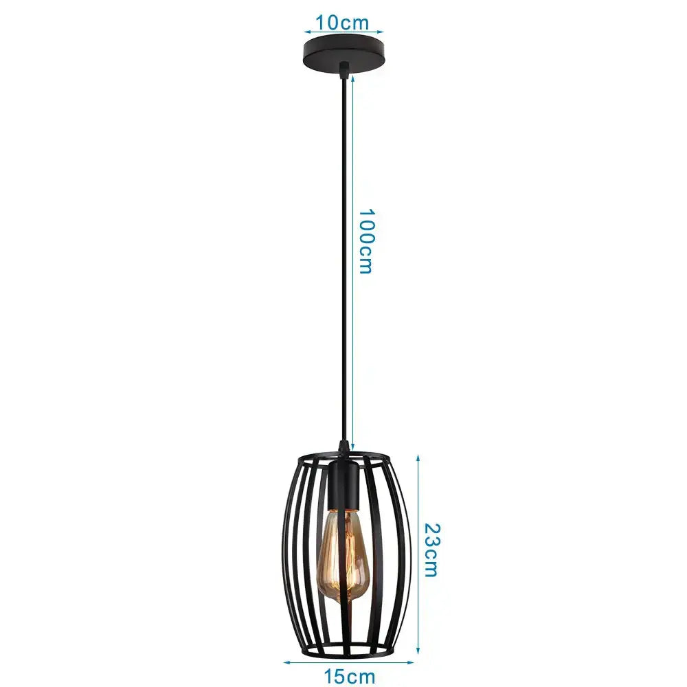 Black metal cage pendant light with vintage Edison bulb by DecorBites led pendant lights for industrial decor