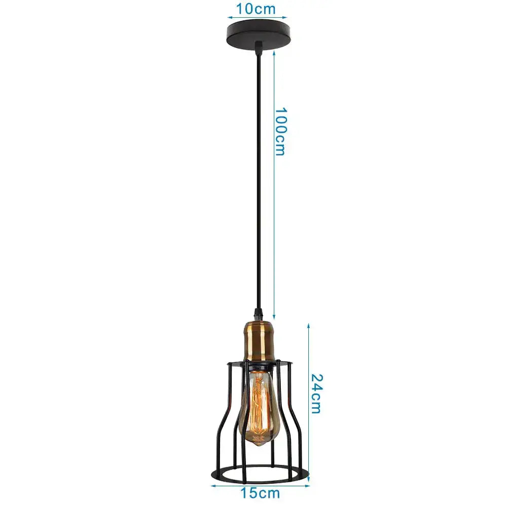 DecorBites led pendant light industrial style black metal with brass bulb holder and exposed edison filament bulb