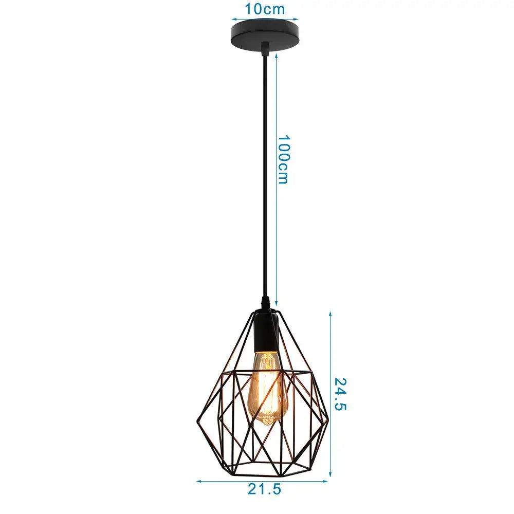 Black metal geometric decorbites led pendant light with exposed edison bulb vintage industrial ceiling fixture e27