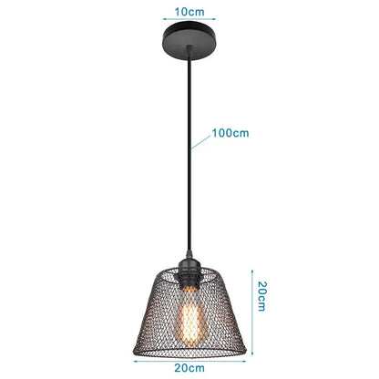 Black metal mesh conical shade pendant light with 10cm ceiling mount and 100cm rod from decorbites led pendant lights