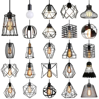 Black metal cage decorbites led pendant light with exposed edison bulbs industrial vintage hanging lamp fixture