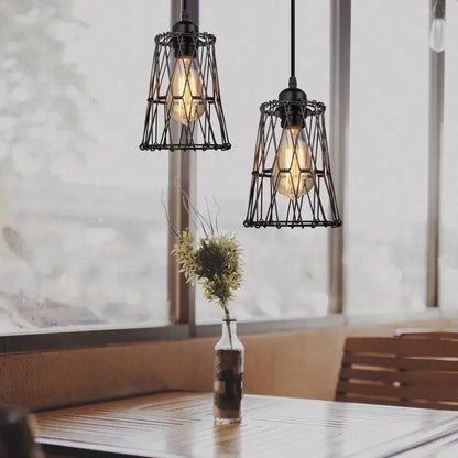 Black wire cage pendant light with exposed filament bulbs decorbites led pendant vintage industrial fixture E27