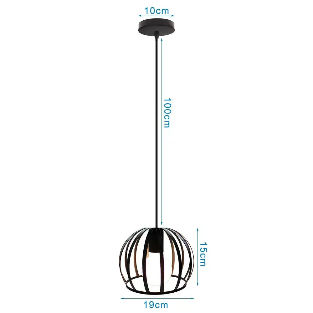 Black metal cage pendant light with spherical design and 10cm ceiling mount by DecorBites led pendant lights