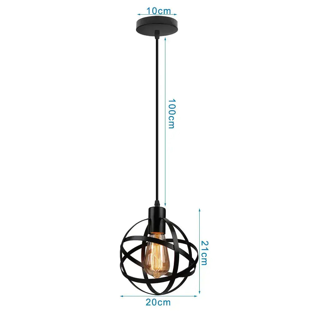 Black wrought iron globe pendant light with exposed filament bulb in decorbites led pendant industrial ceiling fixture