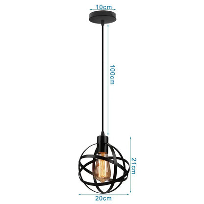 Black wrought iron globe pendant light with exposed filament bulb in decorbites led pendant industrial ceiling fixture