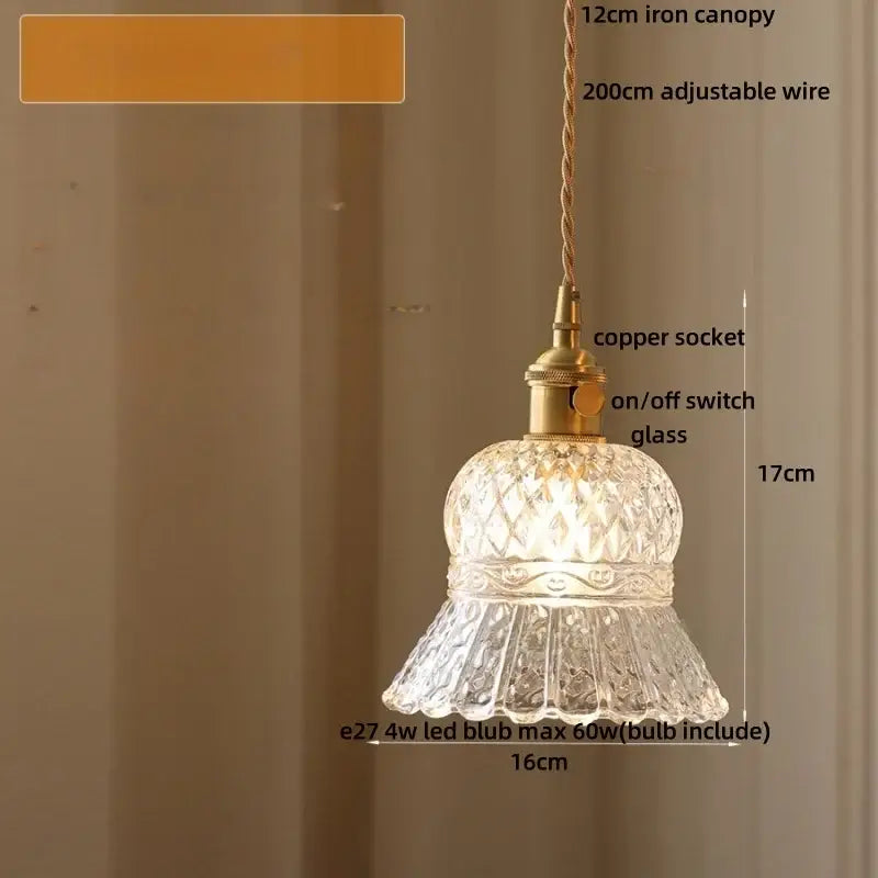 Vintage-style decorbites led pendant light with clear cut glass shade and brass metal components for modern decor
