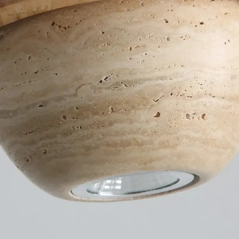 Beige stone decorbites led pendant light with smooth natural texture and embedded led bulb for wood home decor