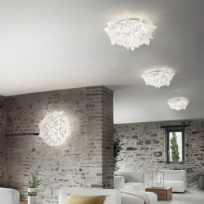 White petal ceiling chandelier with layered design decorbites led petal dimmable lamp for living room and bedroom
