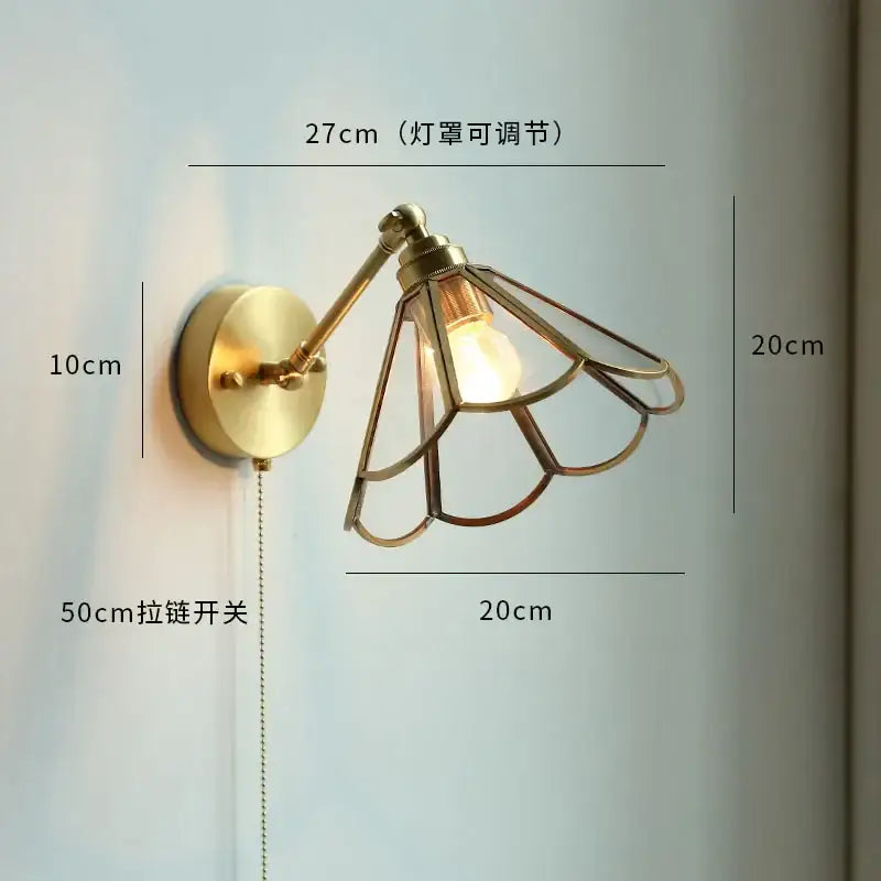 Brass-finished decorbites led petal wall sconce with adjustable petal-shaped metal shade and exposed bulb for modern lighting